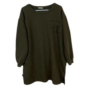 Haker Green long sleeve street oversized sweater sweatshirt minidress U-408